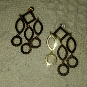 3pair gold earrings, 1 gold bracelet (BUNDLE)